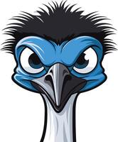 A cartoon illustration of an angry emu with a fierce expression, perfect for adding a touch of humor and personality to your projects vector