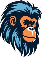 A bold, stylized illustration of a monkey's head, perfect for branding, logos, or apparel designs vector
