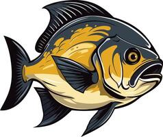 A bold and detailed illustration of a piranha fish, perfect for adding a touch of danger and excitement to your designs vector