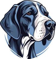A striking illustration of a great dane's head, rendered in a bold and graphic style vector