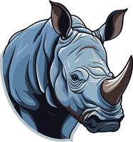 A powerful illustration of a rhinoceros head, rendered in a bold, graphic style vector