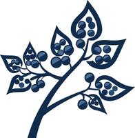Elegant blue stylized branch with berries, perfect for nature themed branding or design projects vector