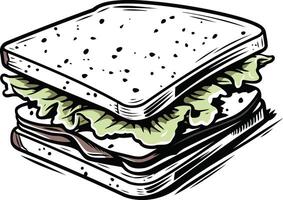 A delicious looking sandwich with lettuce and fillings, perfect for menu design or food related graphics vector