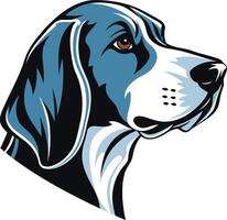 A bold, graphic illustration of a dog's head vector