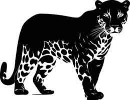 Bold silhouette of a leopard in a dramatic black and white design vector