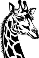 A bold and striking black and white illustration of a giraffe's head, perfect for adding a touch of wild beauty to any design vector