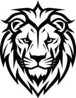 A bold and fierce black and white illustration of a lion's head, perfect for branding or design projects vector