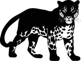 A bold and powerful silhouette of a leopard, perfect for adding a touch of wildness to your designs vector