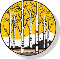 A minimalist, stylized illustration of a birch forest in autumn, perfect for branding, websites, or social media vector