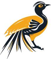A stylized illustration of a bird with a vibrant yellow and black color scheme, perfect for logos, branding, and illustrations vector
