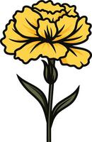 A cheerful yellow carnation flower in cartoon style vector