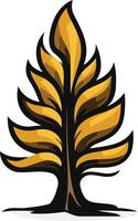 A stylized golden tree with a unique, almost flame like silhouette vector