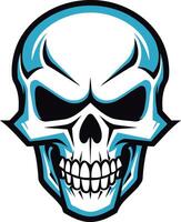 A fierce and stylized skull illustration with a blue outline, perfect for adding a rebellious and edgy touch to your designs vector