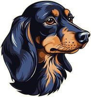 A charming black and tan dachshund with expressive eyes, captured in a profile view, perfect for pet related designs and illustrations vector