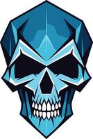 Cool, geometric skull design in blue and black vector