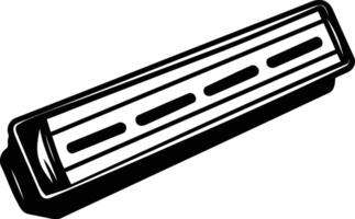 Black and white illustration of a harmonica, perfect for use in musical design, branding, or print projects vector