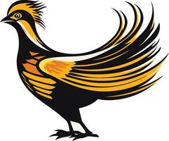 Stylized illustration of a bird with black and yellow plumage, perfect for branding or as a decorative element vector