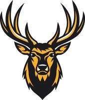Bold and striking stag head logo in black and gold, perfect for branding, sports teams, and more vector