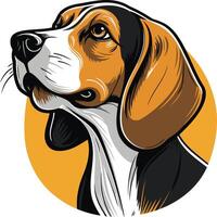 A vibrant illustration of a beagle's head, showcasing its expressive eyes and floppy ears vector