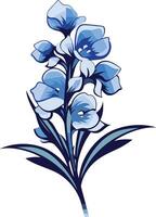 Elegant blue flower illustration, perfect for branding, design projects, or creating a delicate and feminine aesthetic vector