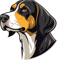 A handsome, hunting dog portrait, with alert eyes and a confident expression vector