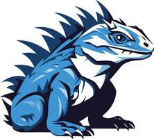 A fierce, blue iguana mascot with sharp claws and a powerful stance, perfect for branding or mascot design vector