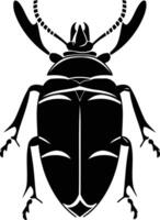 A bold and striking silhouette of a beetle, perfect for design projects needing a strong and simple insect image vector