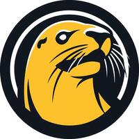 A bold and playful logo featuring an otter's head in a circular frame, perfect for brands seeking a mascot with a friendly and adventurous spirit vector