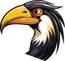A bold and vibrant illustration of a toucan's head, perfect for branding, logos, and designs that need a touch of tropical flair vector