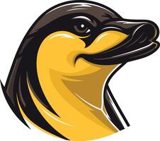 Cool cartoon illustration of a penguin head in a mascot style vector