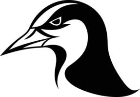 Sharp and stylish, this black and white illustration of a bird's head is perfect for logos, branding, and designs vector
