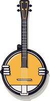 A simple, cartoon style illustration of a banjo, perfect for use in music related designs, websites, and social media vector
