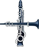 A unique and stylized illustration of a clarinet in a cross shape, perfect for music related projects or logos vector