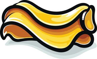 Cartoon illustration of a single, wavy piece of pasta, isolated on a white background vector