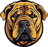 A fierce and determined bulldog head with a strong, muscular build vector