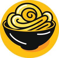A simple, stylized illustration of a bowl of ramen noodles vector