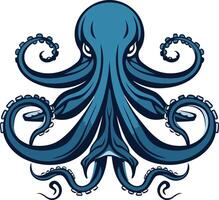 A powerful and detailed illustration of a blue octopus with its tentacles outstretched vector