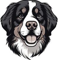 A friendly bernese mountain dog with a big smile and playful eyes vector
