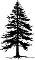 A simple yet striking silhouette of a tall pine tree, perfect for adding a touch of nature to your designs vector