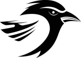 A bold, black and white illustration of a stylized bird in flight, perfect for tattoo designs, branding, or as a graphic element vector