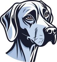 A close up illustration of a dog's face, featuring a thoughtful expression vector