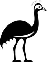 Simple black and white silhouette of a cassowary bird, perfect for creating logos, icons, or branding elements vector