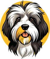 Cute cartoon illustration of a tibetan terrier dog, perfect for pet related products, websites, and social media vector