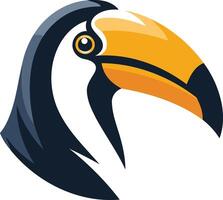 A bold and colorful toucan head logo, perfect for businesses seeking a tropical, playful, and friendly brand image vector