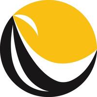 Abstract logo design with a bold, dynamic shape in black, white, and yellow vector