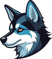 A cool, cartoonish husky head with striking blue and black fur, perfect for branding, merchandise, or social media vector