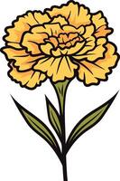 A simple, charming illustration of a yellow carnation, perfect for adding a touch of nature to your designs vector