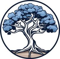 Blue stylized tree logo with a circular frame vector