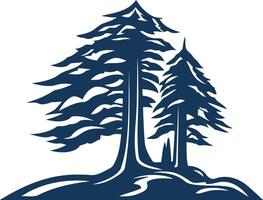 Simple and elegant silhouette of two pine trees against a white background vector