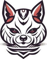 Kitsune Mascot with Red Ears and Black Stripes vector